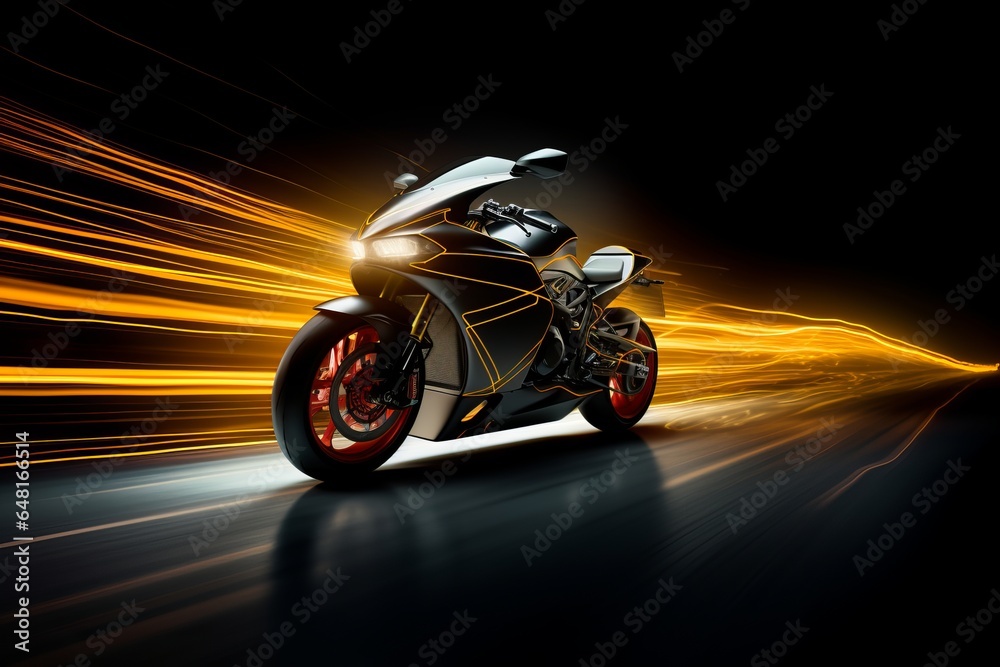 Motorcycle in motion on Road, Thunder, sports Bike, Motogp, smoke, Rider, Riding, night view