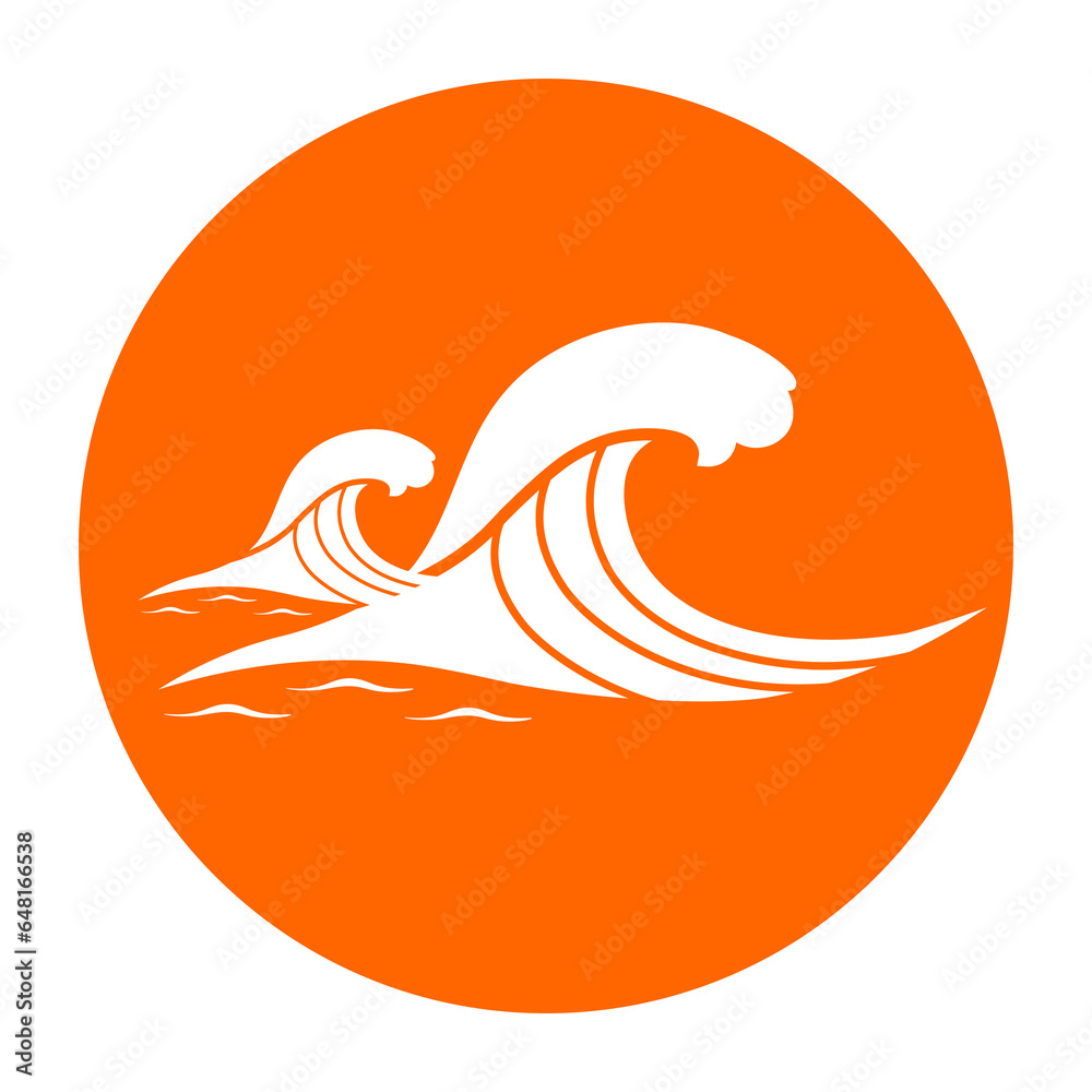 orange sea waves and ocean waves circle icon orange sea waves and ocean waves circle icon