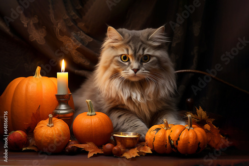 Kitty with autumnal decoration