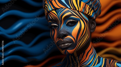 Streaks of beauty Colorful portrait of a young woman