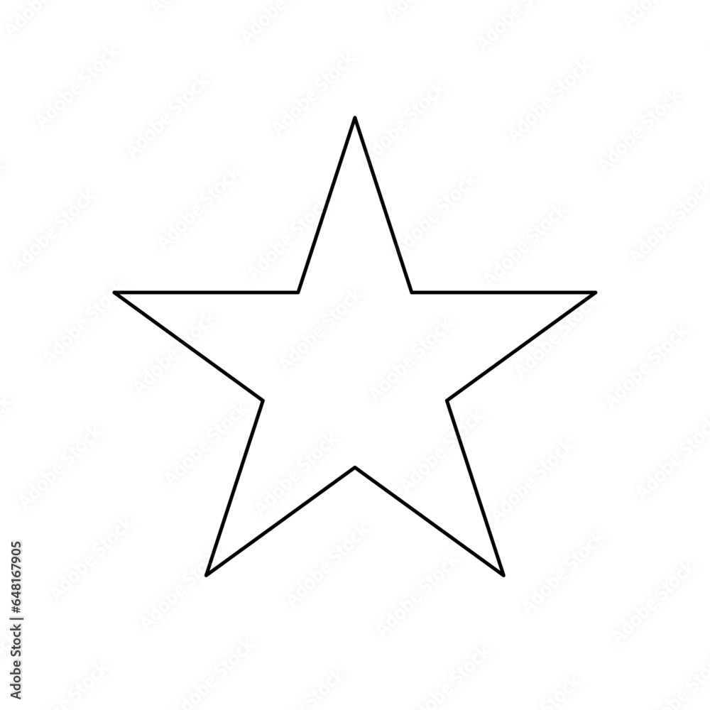A large black outline star symbol on the center. Vector illustration on white background A large black outline star symbol on the center. Vector illustration on white background