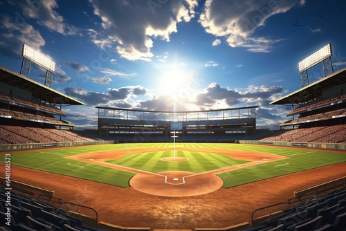 sunlit baseball stadium. Generative AI