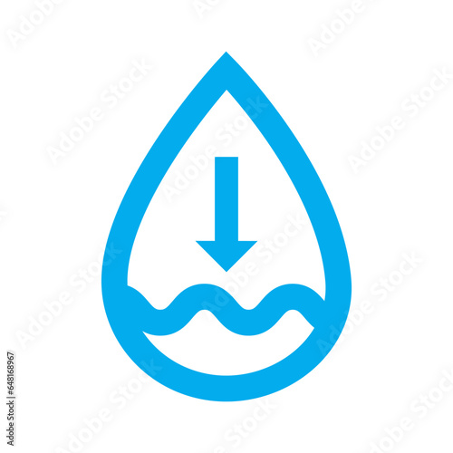 Low water supply level icon, low water supply level flat trendy blue color vector illustration isolated on white background.