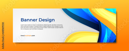 Abstract geometric gradient blue and orange banner background