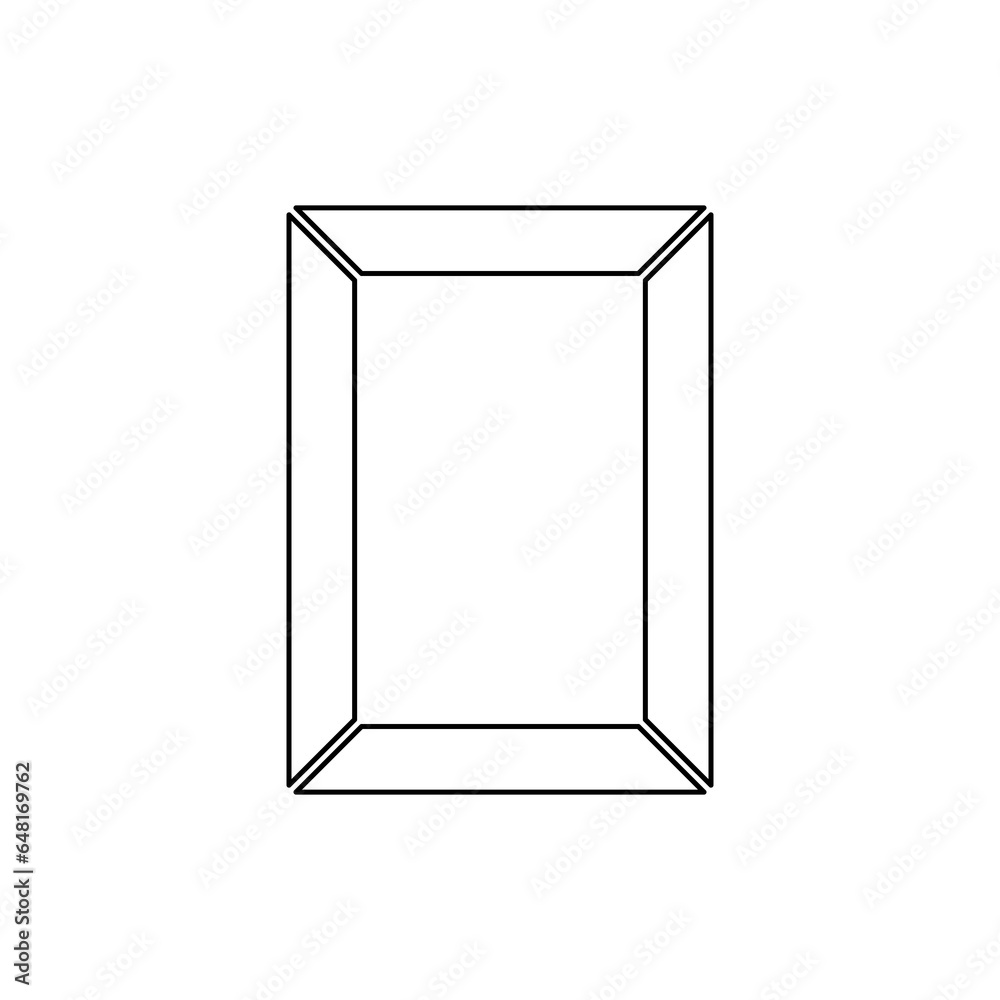 A large black outline photo frame symbol on the center. Illustration on transparent background A large black outline photo frame symbol on the center. Illustration on transparent background