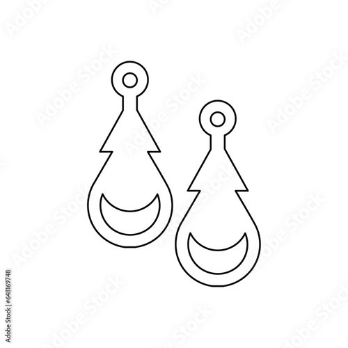 A large black outline earrings symbol on the center. Vector illustration on white background