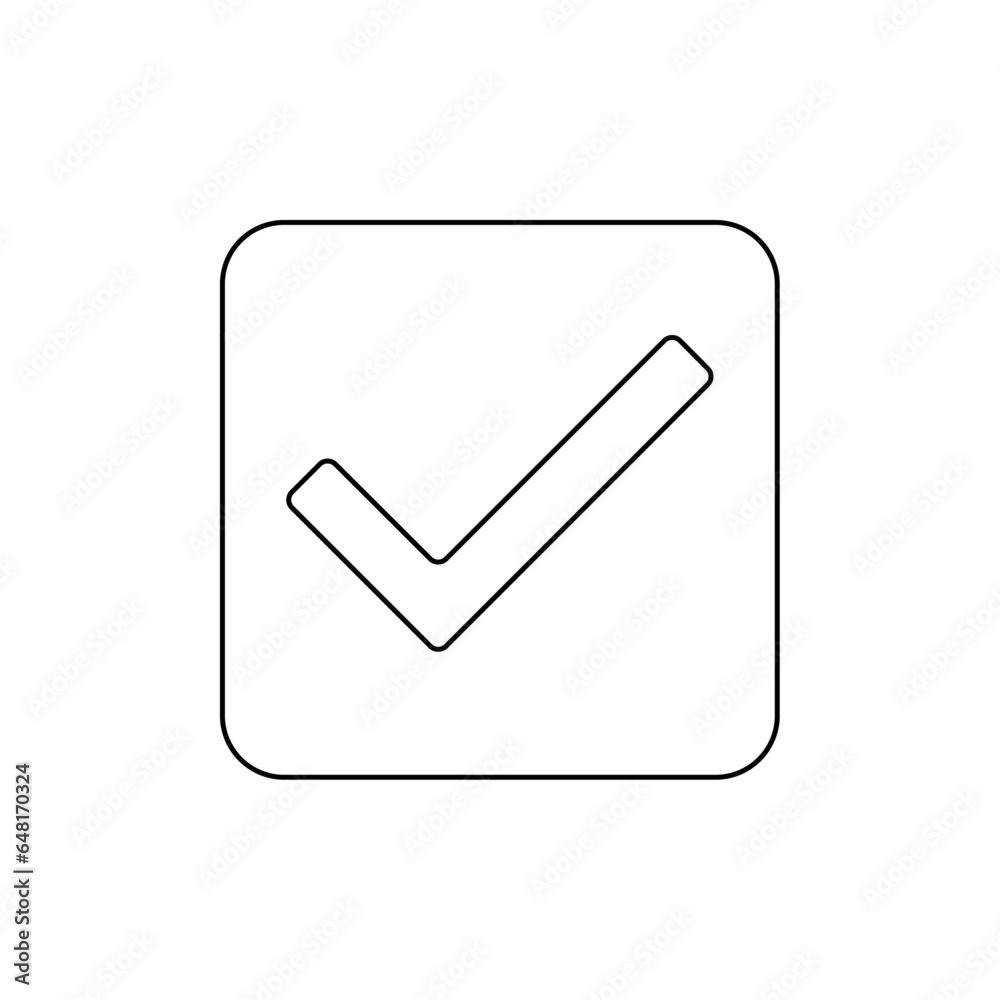 A large black outline checkbox symbol on the center. Vector illustration on white background A large black outline checkbox symbol on the center. Vector illustration on white background