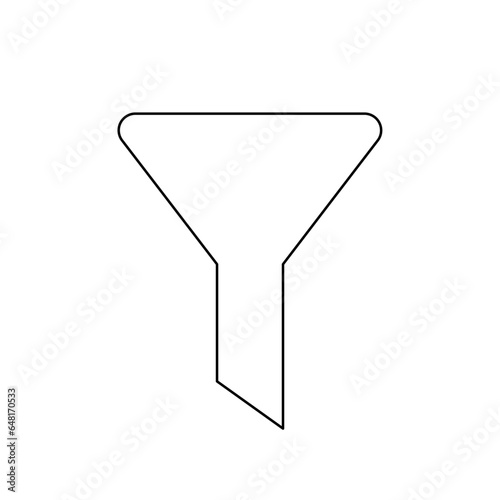 A large black outline funnel symbol on the center. Vector illustration on white background