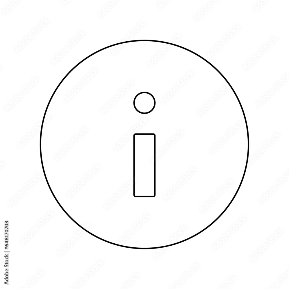 A large black outline info symbol on the center. Vector illustration on white background A large black outline info symbol on the center. Vector illustration on white background