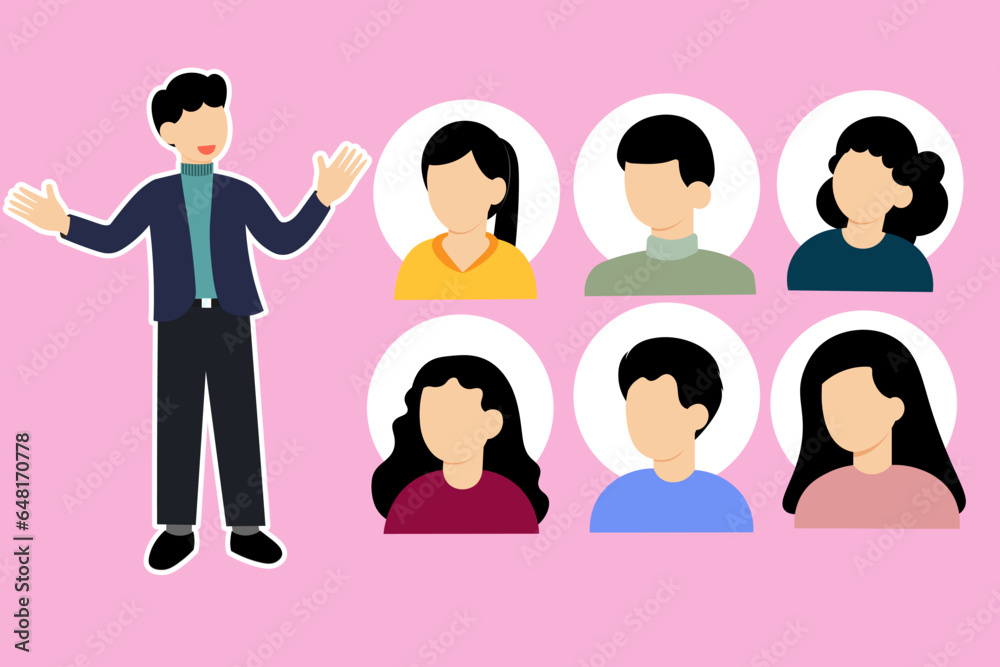 Illustration of people's heads. People of many nationalities. Illustration of people's heads. People of many nationalities.