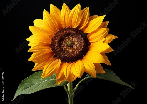 A sunflower on a black background