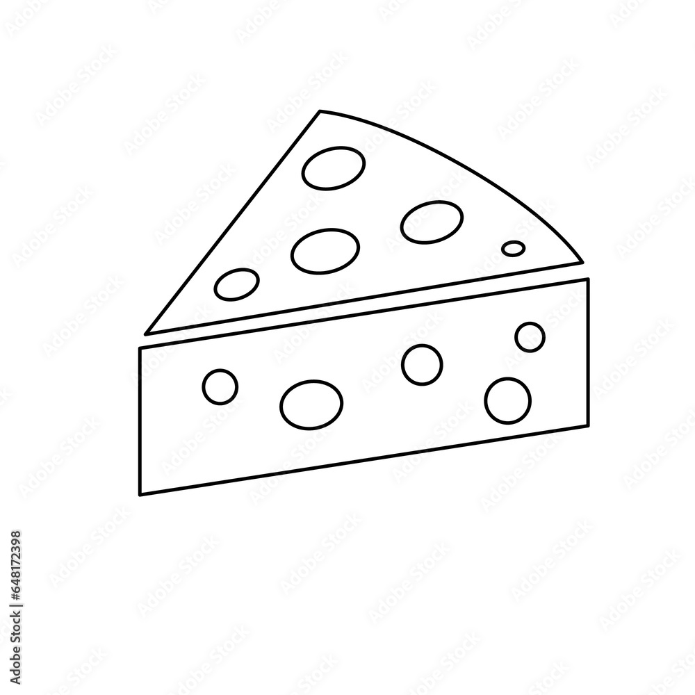 A large black outline cheese symbol on the center. Illustration on transparent background A large black outline cheese symbol on the center. Illustration on transparent background