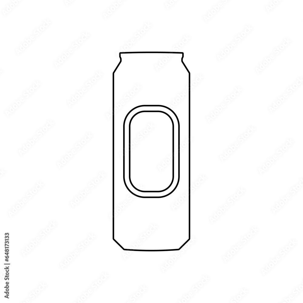 A large black outline beer can symbol on the center. Vector illustration on white background A large black outline beer can symbol on the center. Vector illustration on white background