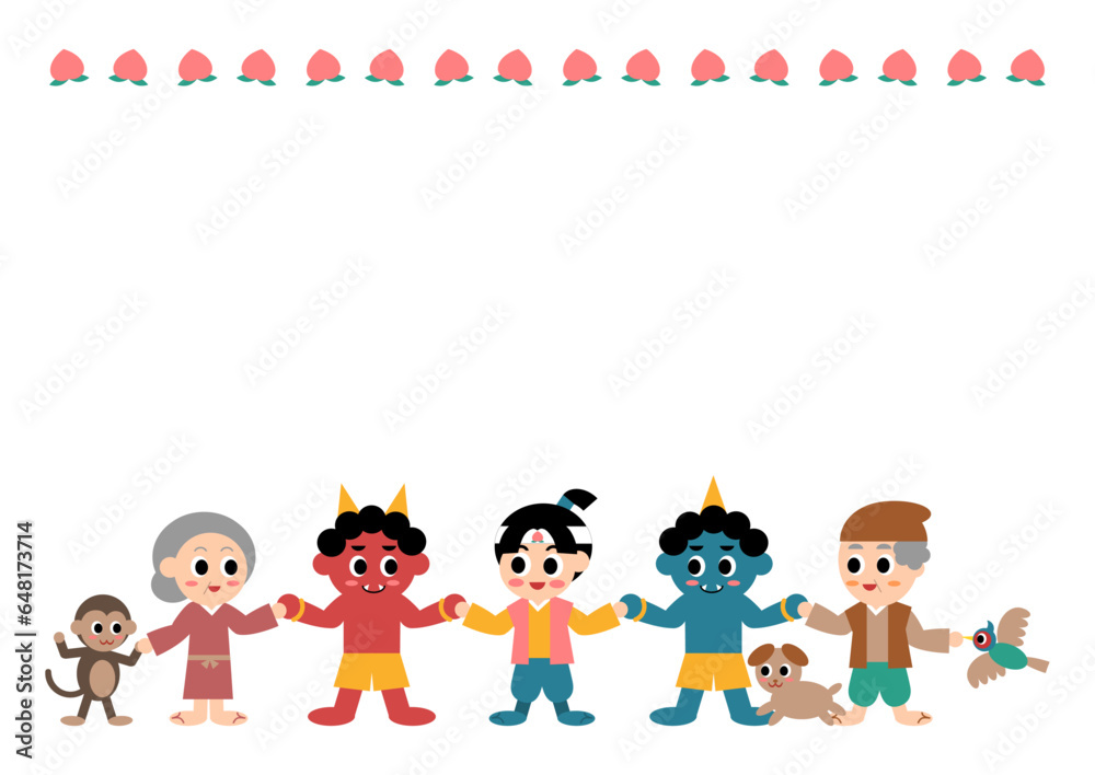 鬼と仲直りする桃太郎のイラスト Stock ベクター | Adobe Stock