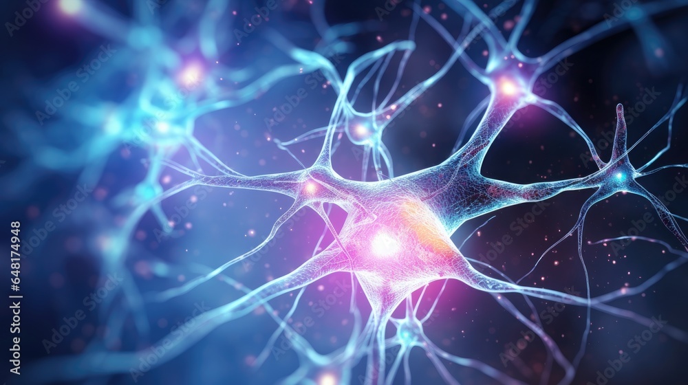 Illustrative colorful representation of brain neurons. Illustrative colorful representation of brain neurons.