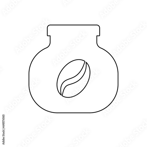 A large black outline instant coffee symbol on the center. Vector illustration on white background