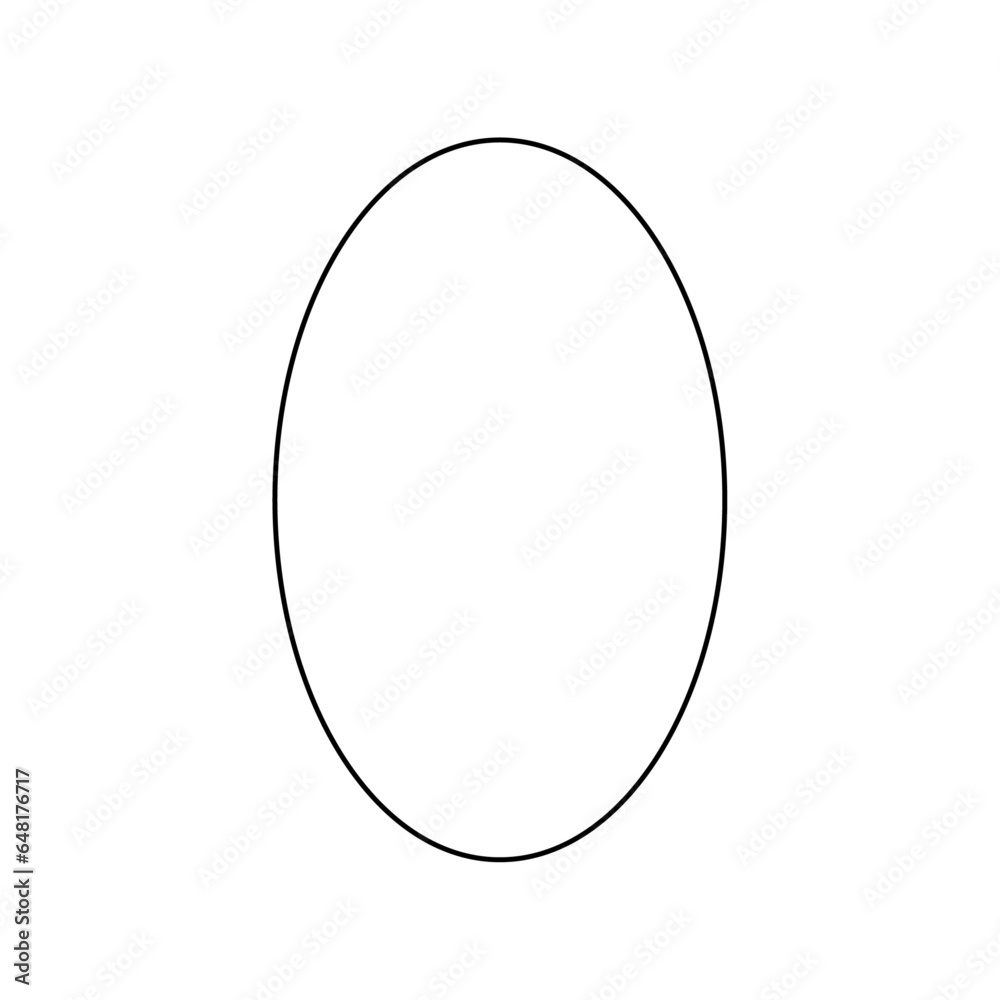 A large black outline ellipse symbol on the center. Vector illustration on white background A large black outline ellipse symbol on the center. Vector illustration on white background