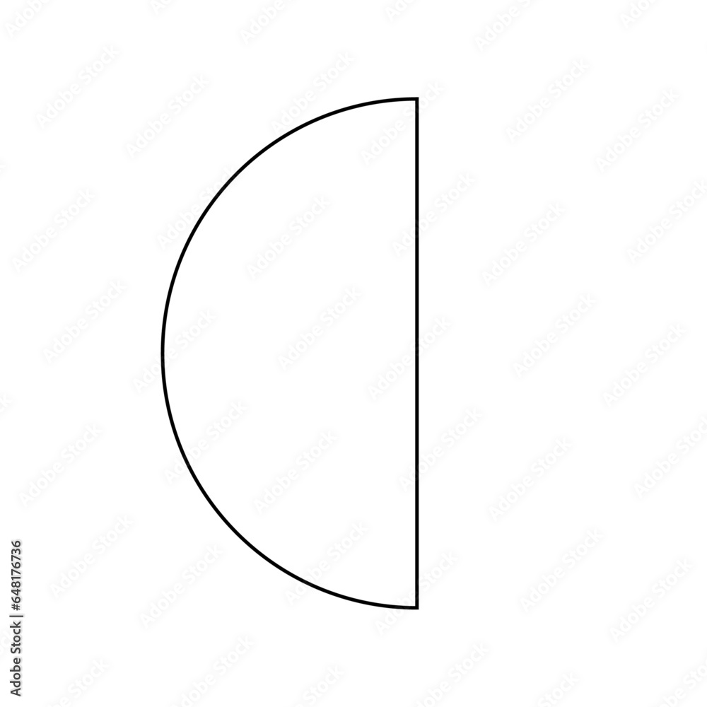 Obraz premium A large black outline semicircle symbol on the center. Vector illustration on white background