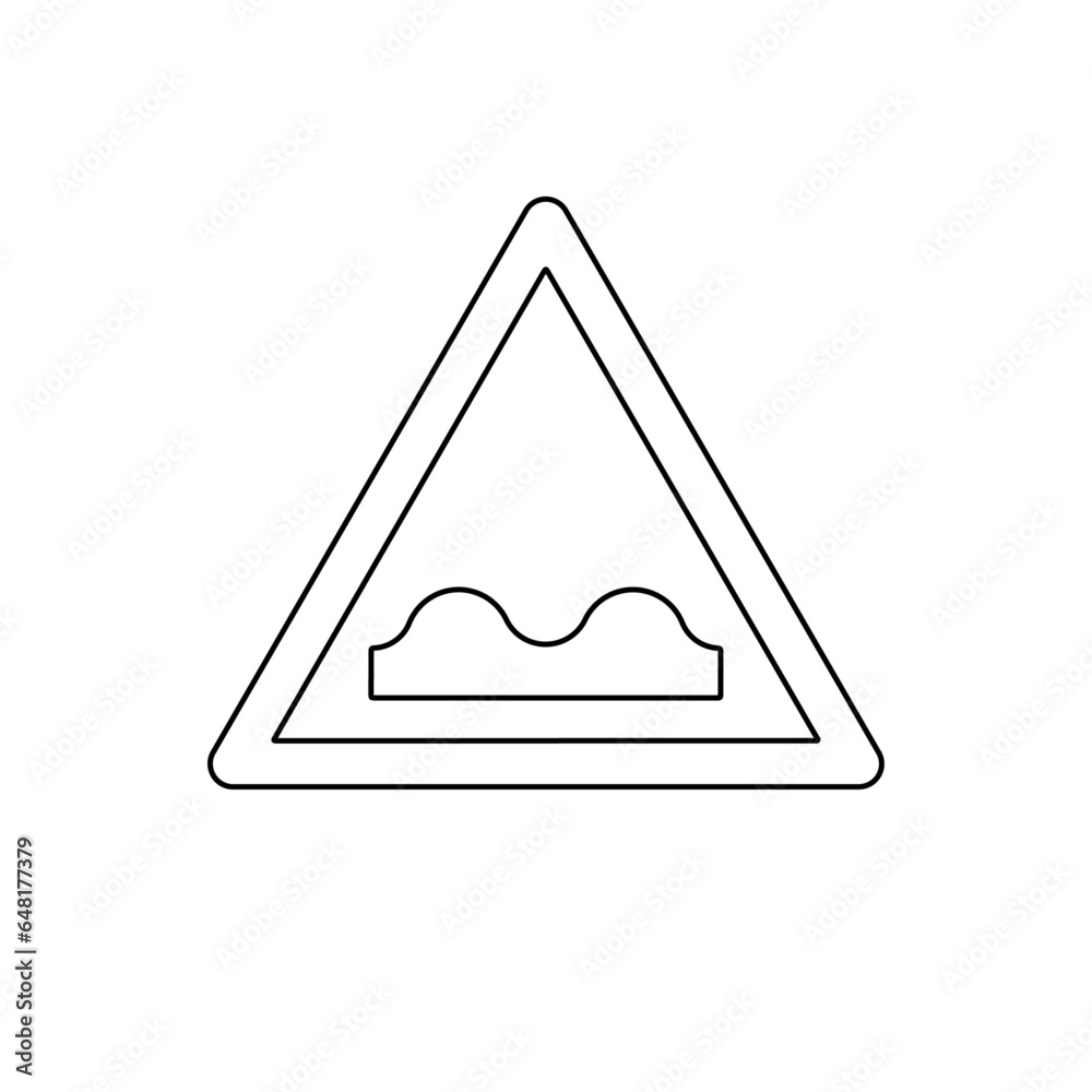 A large black outline rough road sign on the center. Vector illustration on white background A large black outline rough road sign on the center. Vector illustration on white background