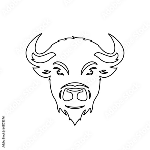 A large black outline buffalo logo on the center. Vector illustration on white background