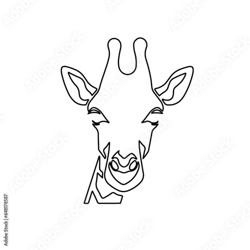 A large black outline giraffe head symbol on the center. Vector illustration on white background