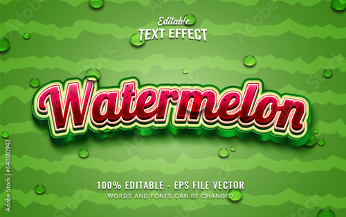 Fresh watermelon fruits  3d logo template editable vector text effect style