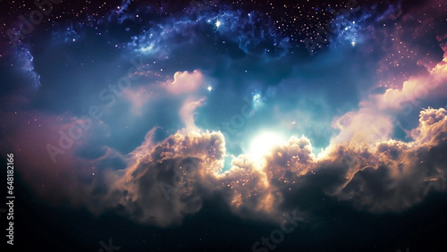 神秘的な雰囲気の雲と星空の素材