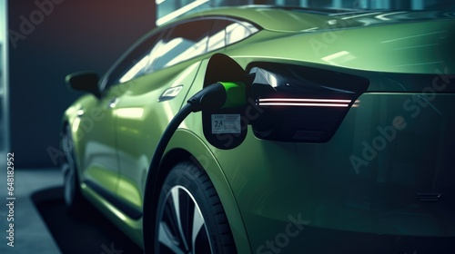 electric vehicle getting powered up at the charging station © pixcel3d