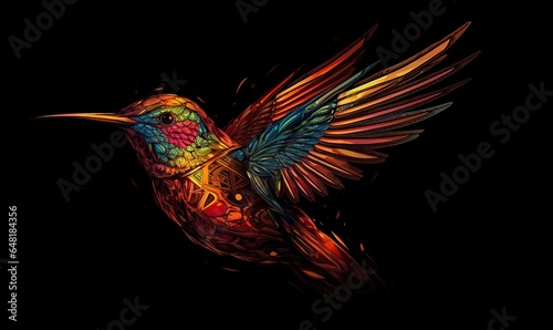 hummingbird logo with multiple colors flying through the air.. © MstAsma