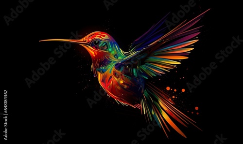 hummingbird logo with multiple colors flying through the air.. © MstAsma