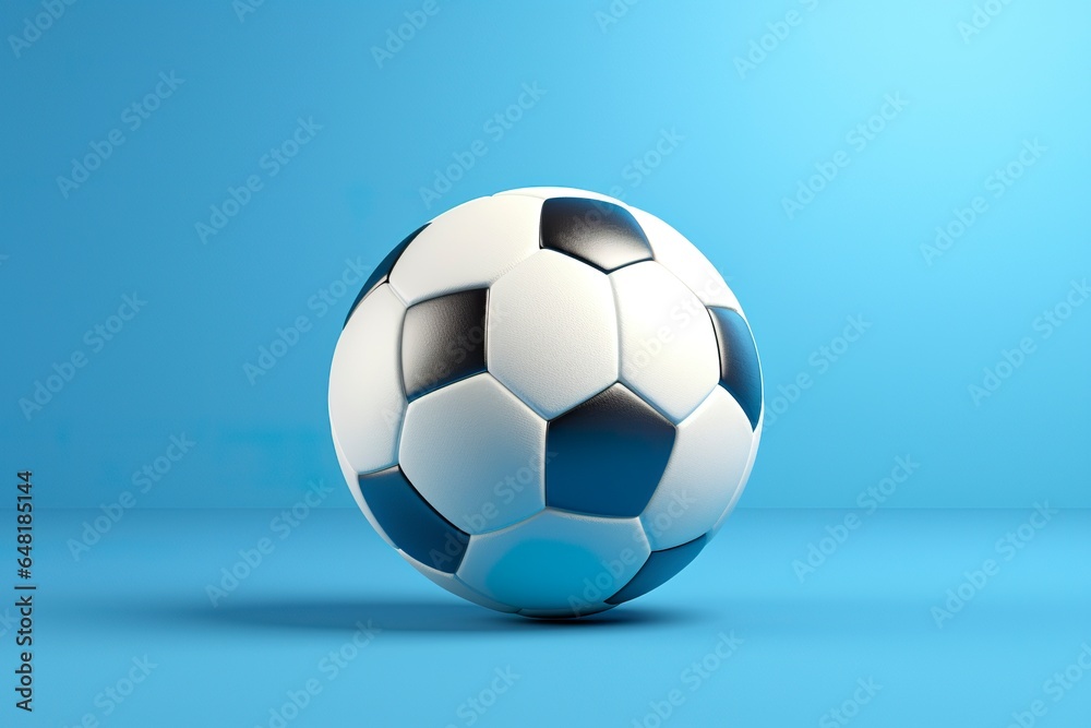 soccer ball on light blue background.