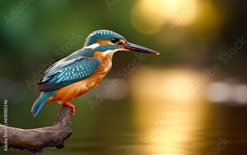The common kingfisher wetlands bird colored feathers from different birds. © MstAsma