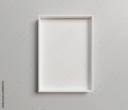 Clean and Simple White Floating Frame Mockup. Minimalistic White Floater Frame Mockup. White Float Frame with Empty Space for Art Mockup. 3D Render.