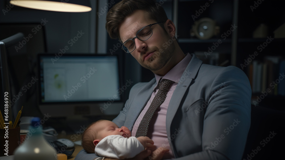 Post-Lunch Slump: An office worker feels drowsy after a heavy lunch. They struggle to stay awake while reviewing reports at their desk Post-Lunch Slump: An office worker feels drowsy after a heavy lunch. They struggle to stay awake while reviewing reports at their desk