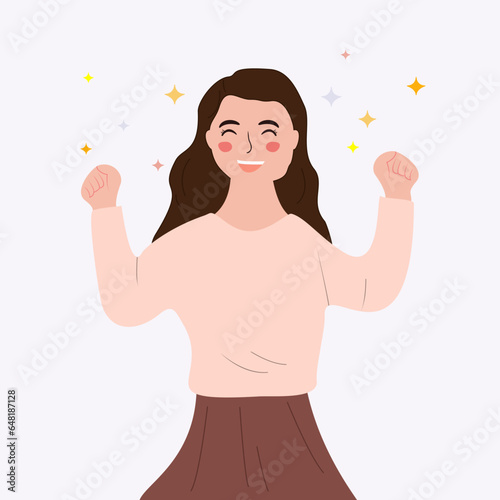 Vector excited expression woman cartoon