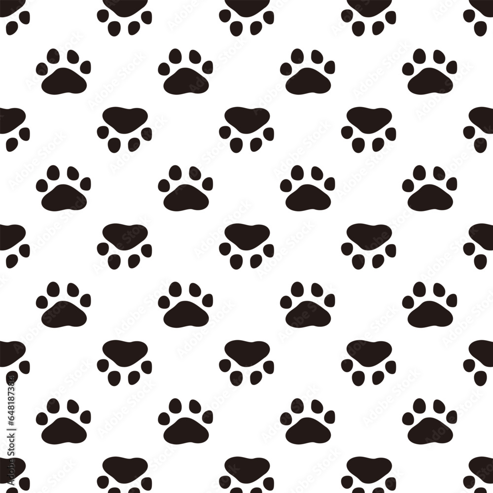 Fototapeta premium Vector paw seamless pattern cartoon