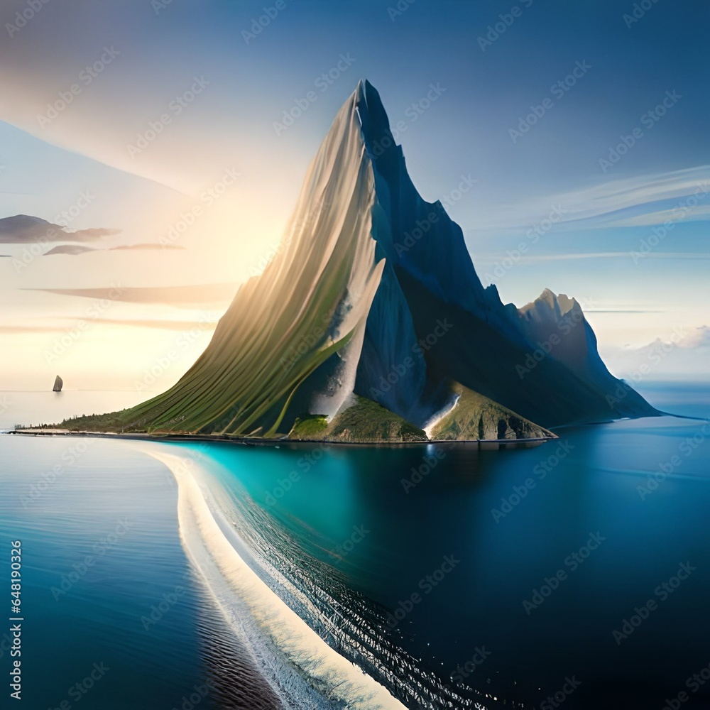 Bonaventure Island, the island of gannets.AI generated