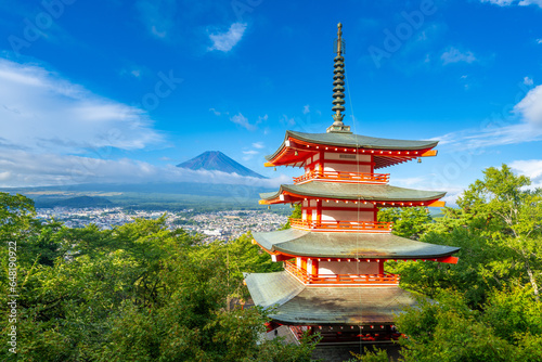 Obraz na płótnie Summer in Japan, Fuji and Pagoda w salonie