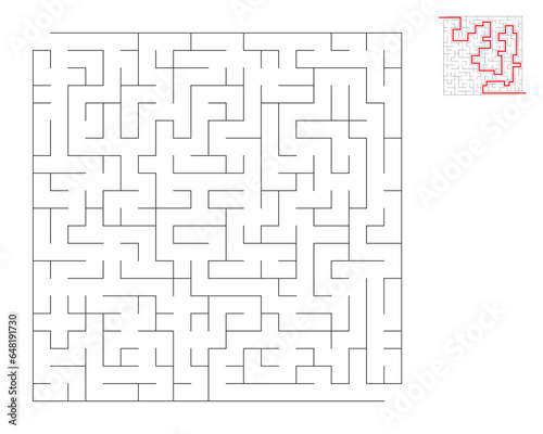 Square maze,  logic game with labyrinths.  maze game. A maze with answers