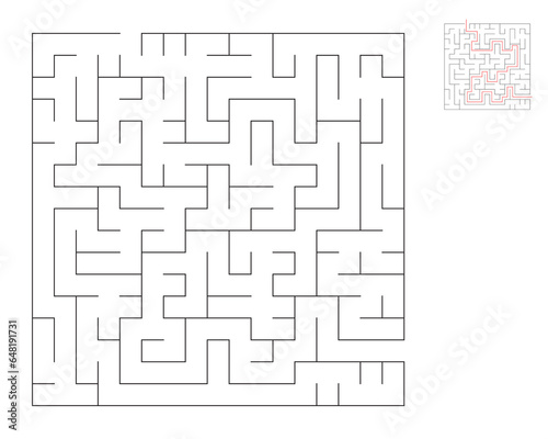 Square maze,  logic game with labyrinths.  maze game. A maze with answers