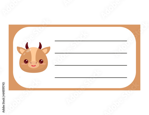 Design of the pages of the weekly and daily children's planner. Cute cow. Checklist layout for diary, notepad