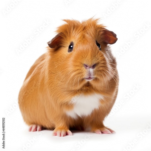 Portrait of cute red guinea pig. Close up photo.