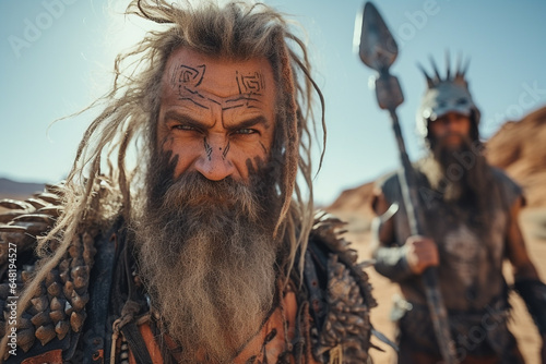 image of futuristic desert tribes people warrior with futuristic punk style