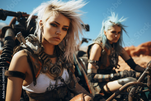image of futuristic desert tribes people warrior with futuristic punk style