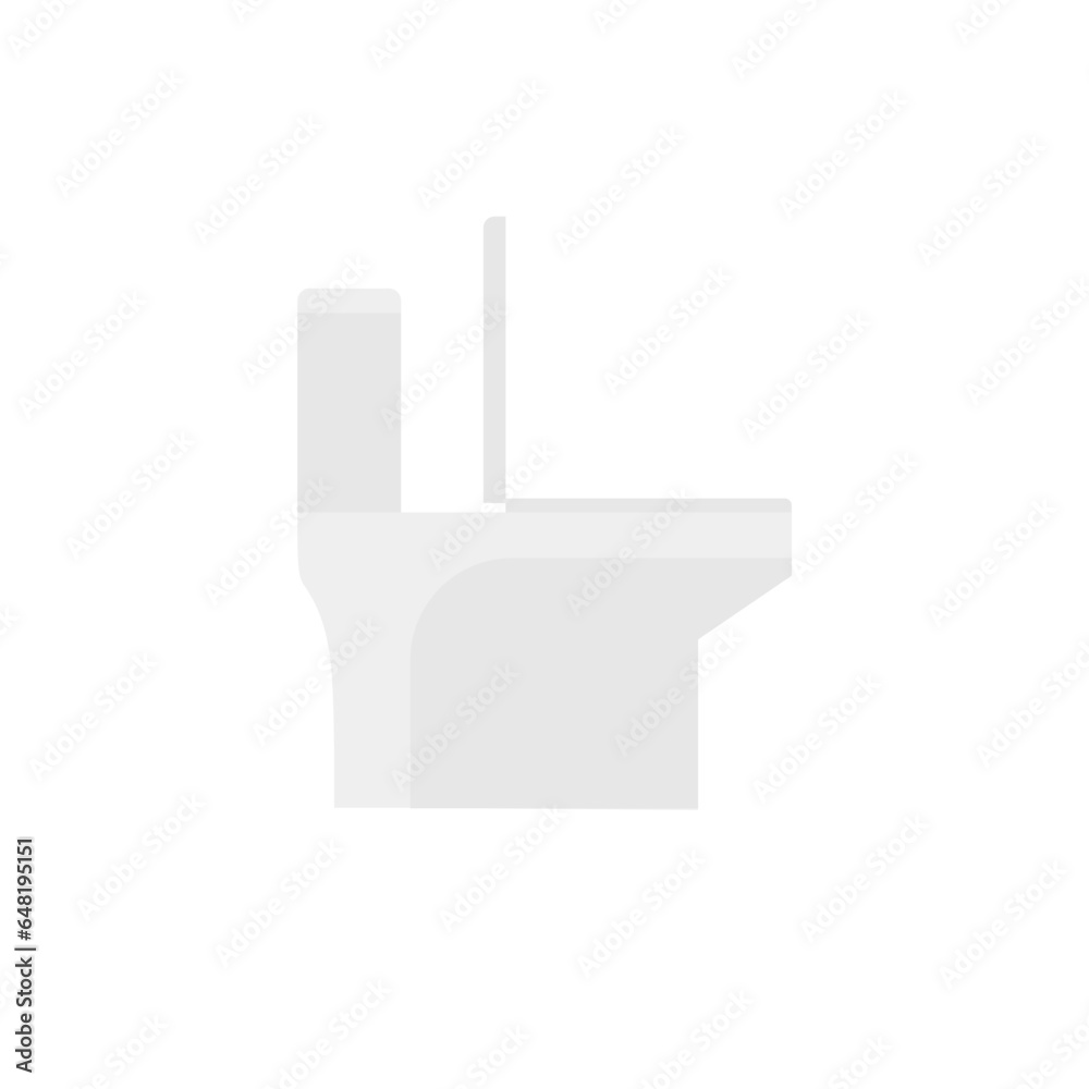 Toilet bowl flat design vector illustration. Toilet seat, bowl side view flat style on white background. Restroom, lavatory, privy, closet, loo water closet.