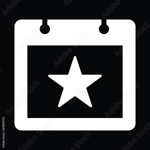 Favourites Day vector icon. Style is flat symbol, white color, rounded angles, black background.