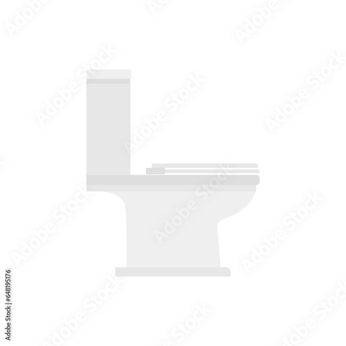 Toilet bowl flat design vector illustration. Toilet seat, bowl side view flat style on white background. Restroom, lavatory, privy, closet, loo water closet.