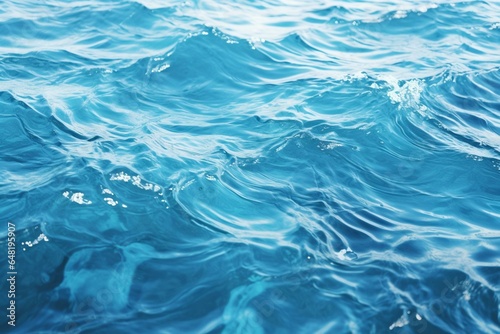 Background of serene blue ocean waves on the water's surface. Generative AI