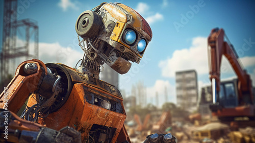 Robot at Post-Apocalyptic Construction Site