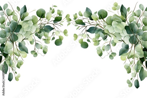 Watercolor Eucalyptus Leaves Frame , Botanical Wedding Stationer, ,artwork graphic design illustration.